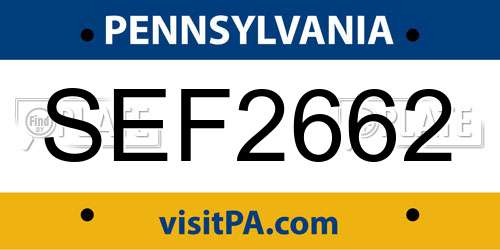 SEF2662 Pennsylvania License Plate