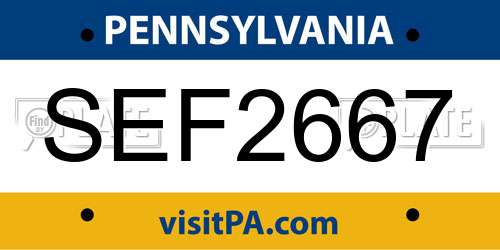 SEF2667 Pennsylvania License Plate