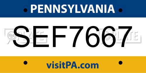 SEF7667 Pennsylvania License Plate