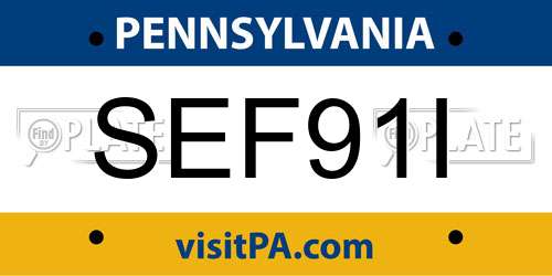 SEF91I Pennsylvania License Plate