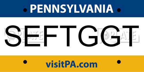 SEFTGGT Pennsylvania License Plate