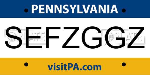 SEFZGGZ Pennsylvania License Plate