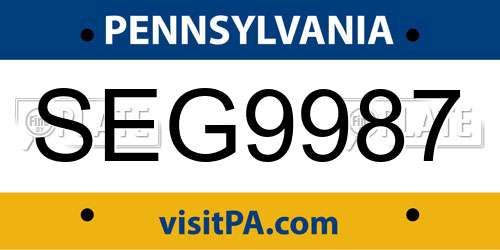 SEG9987 Pennsylvania License Plate
