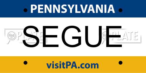 SEGUE Pennsylvania License Plate