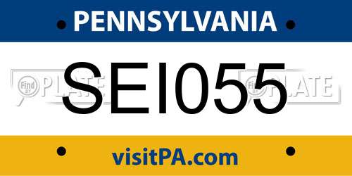 SEI055 Pennsylvania License Plate
