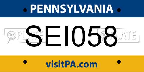 SEI058 Pennsylvania License Plate