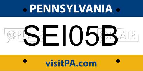 SEI05B Pennsylvania License Plate