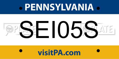 SEI05S Pennsylvania License Plate