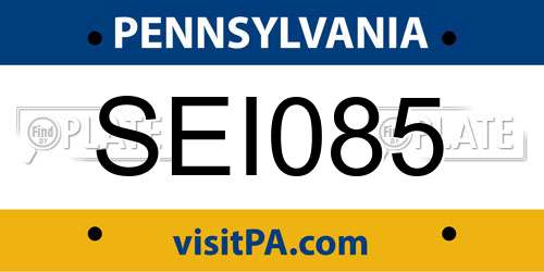 SEI085 Pennsylvania License Plate