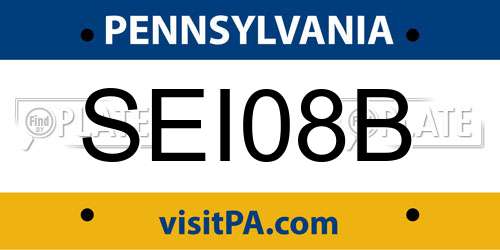 SEI08B Pennsylvania License Plate