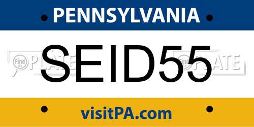 SEID55 Pennsylvania License Plate