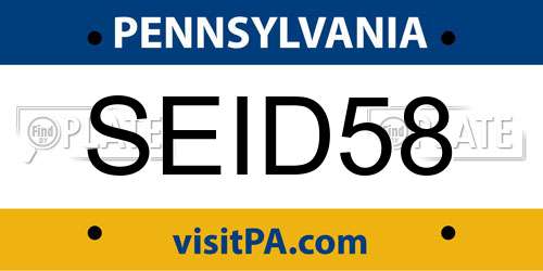 SEID58 Pennsylvania License Plate