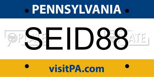SEID88 Pennsylvania License Plate