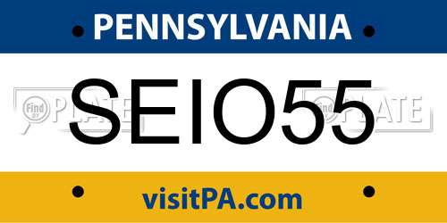 SEIO55 Pennsylvania License Plate