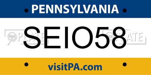 SEIO58 Pennsylvania License Plate