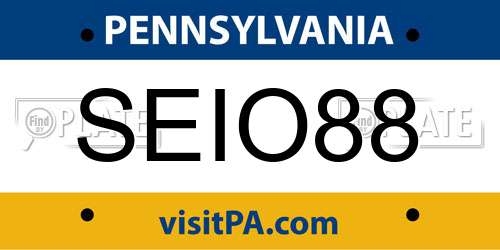 SEIO88 Pennsylvania License Plate