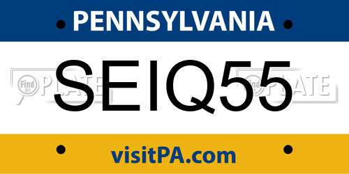 SEIQ55 Pennsylvania License Plate