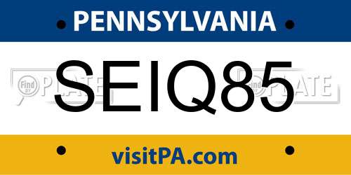 SEIQ85 Pennsylvania License Plate