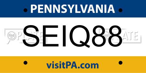 SEIQ88 Pennsylvania License Plate