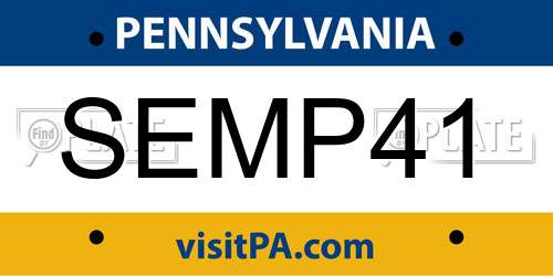 SEMP41 Pennsylvania License Plate