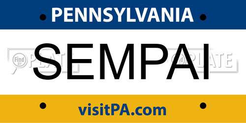 SEMPAI Pennsylvania License Plate