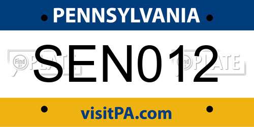 SEN012 Pennsylvania License Plate