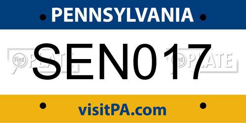 SEN017 Pennsylvania License Plate