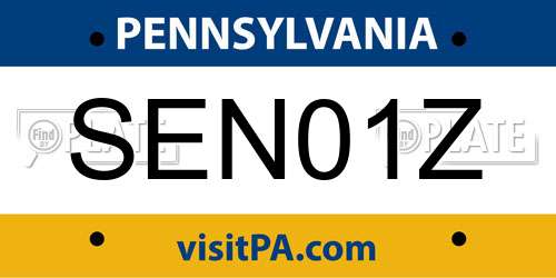 SEN01Z Pennsylvania License Plate