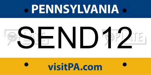 SEND12 Pennsylvania License Plate