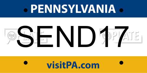 SEND17 Pennsylvania License Plate