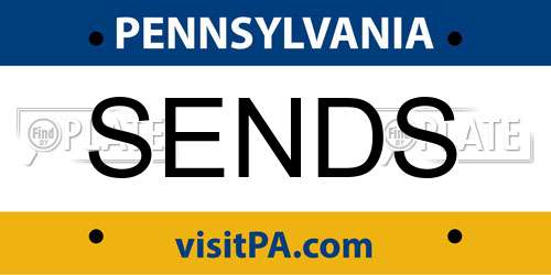 SENDS Pennsylvania License Plate