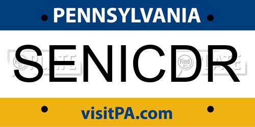 SENICDR Pennsylvania License Plate