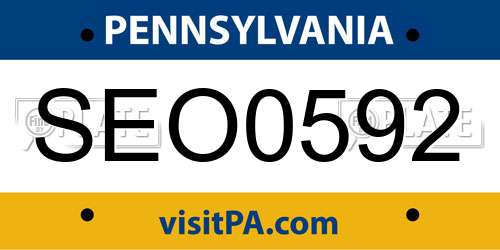 SEO0592 Pennsylvania License Plate