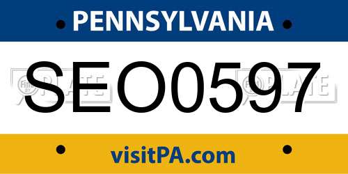 SEO0597 Pennsylvania License Plate