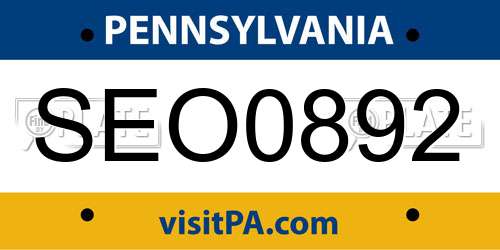 SEO0892 Pennsylvania License Plate