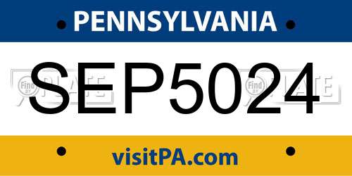 SEP5024 Pennsylvania License Plate