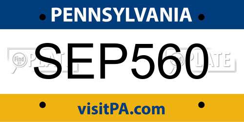 SEP560 Pennsylvania License Plate