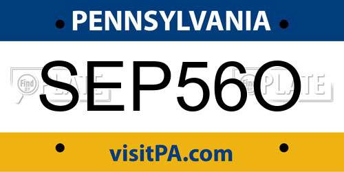 SEP56O Pennsylvania License Plate