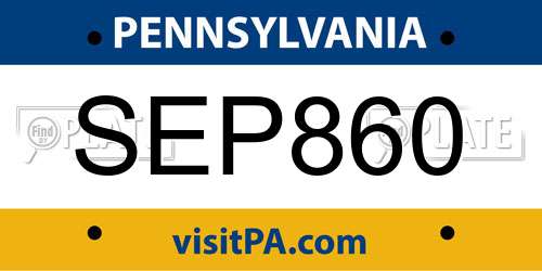 SEP860 Pennsylvania License Plate