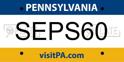 SEPS60 Pennsylvania License Plate