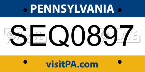 SEQ0897 Pennsylvania License Plate
