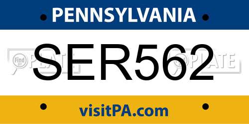 SER562 Pennsylvania License Plate