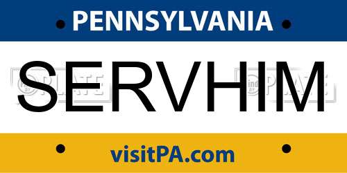 SERVHIM Pennsylvania License Plate