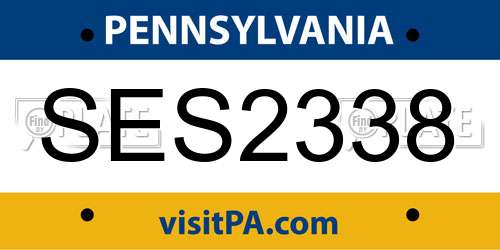 SES2338 Pennsylvania License Plate