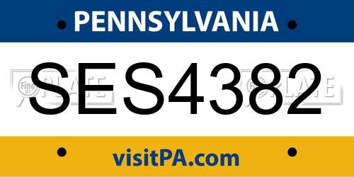 SES4382 Pennsylvania License Plate