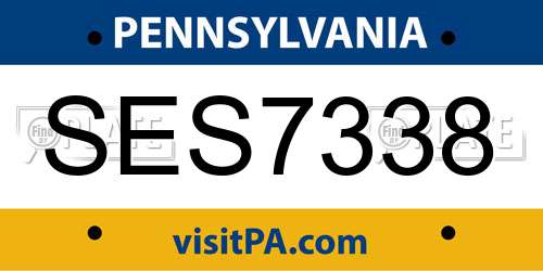 SES7338 Pennsylvania License Plate