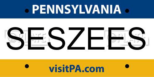 SESZEES Pennsylvania License Plate