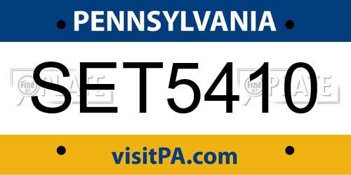 SET5410 Pennsylvania License Plate