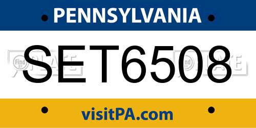 SET6508 Pennsylvania License Plate