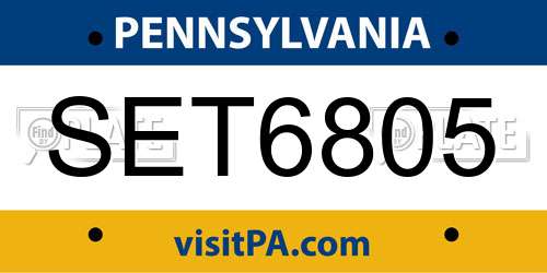 SET6805 Pennsylvania License Plate